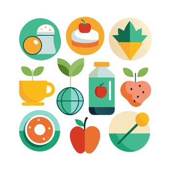 Flat food icons set illustration vector