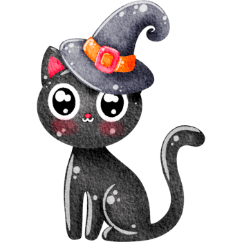 Happy Halloween. trick or treat. cute black cat elements clip art hand drawing png
