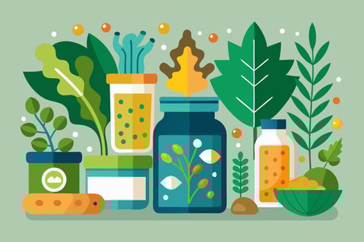 A variety of food and medicine items are shown vector