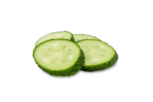 Four cucumber slices arranged on transparent background png