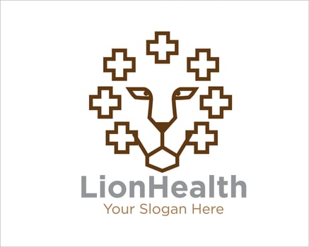 lion head with cross health logo designs vector