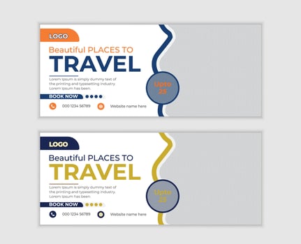 Inspiring Travel Banner Design Discover Beautiful Places to Explore with Up to 25 Off, Book Now vector