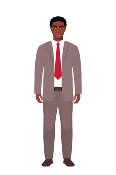 Elegant young black man in business suit. Flat sytle illustration of a handsome successful businessman. vector