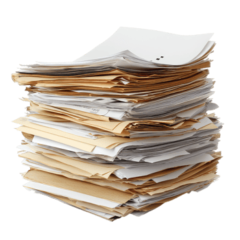 The Tower of Paperwork A Mountain of Documents in a Modern Office. png