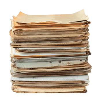 A Tower of Time A Stack of Aged Papers Whispers of Forgotten Stories. png