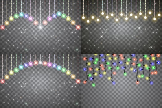 Set of Christmas light garlands for holiday decoration vector