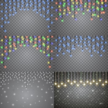 Christmas lights collection for holiday decorations vector