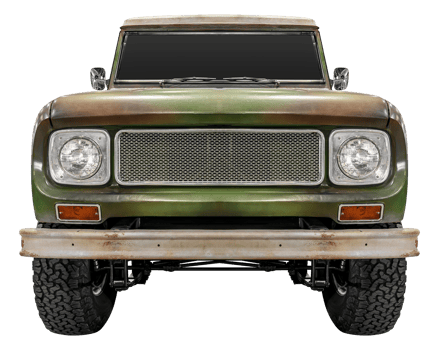 Front view green old off road truck png