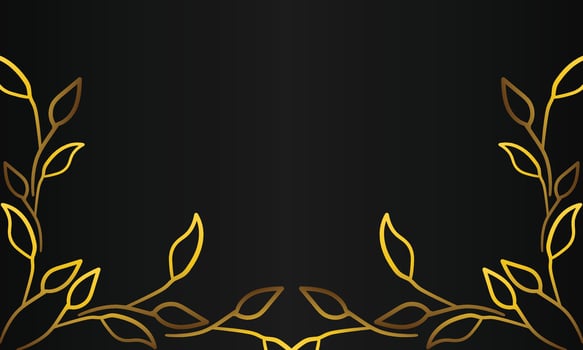 Golden Nature Pattern Black Frame vector