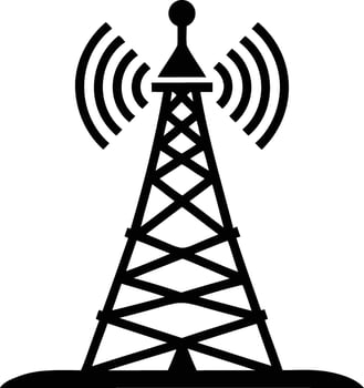 Transmitting Tower Silhouette Industrial and Communication Designs vector