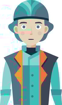 Colorful illustration of a standing man wearing a helmet and jacket vector