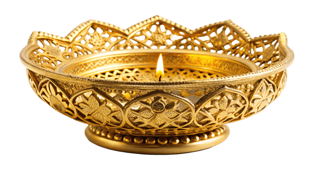 Chic bowl and candle for festive vibe, cut out transparent png
