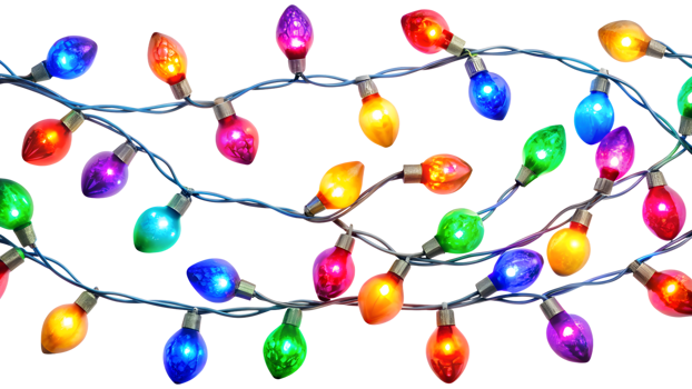 Colorful lights for a festive vibe, cut out transparent png
