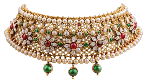 Colorful gemstone necklace, cut out transparent png
