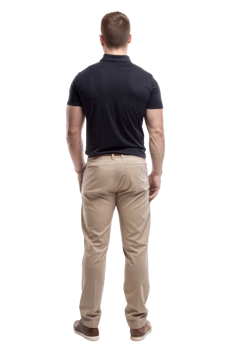 Man from behind wearing casual attire indoors, cut out transparent png