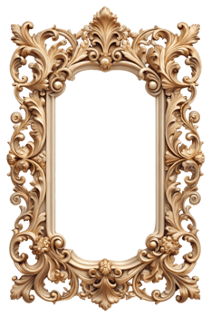Intricately carved vintage frame, cut out transparent png