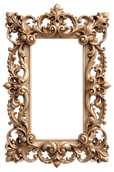 Intricate vintage frame on display, cut out transparent png