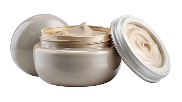Creamy skincare product in a stylish container, cut out transparent png