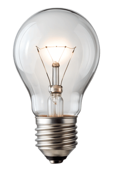 Bright bulb lighting a clear room, cut out transparent png