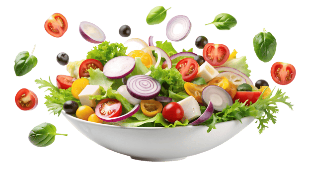 Colorful herb garden salad, cut out transparent png