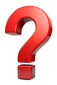 Red question mark on white background, cut out transparent png