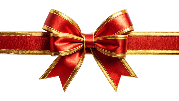 Festive red and gold gift bow, cut out transparent png