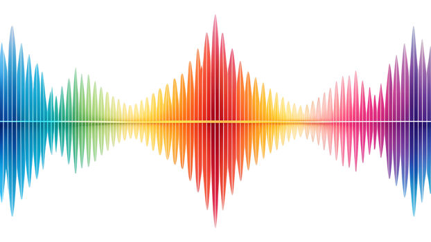 Colorful sound wave pattern in vibrant hues, cut out transparent png