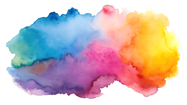 Vibrant watercolor blend on white, cut out transparent png