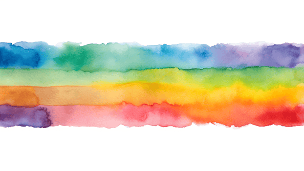 Colorful watercolor gradient on white background, cut out transparent png