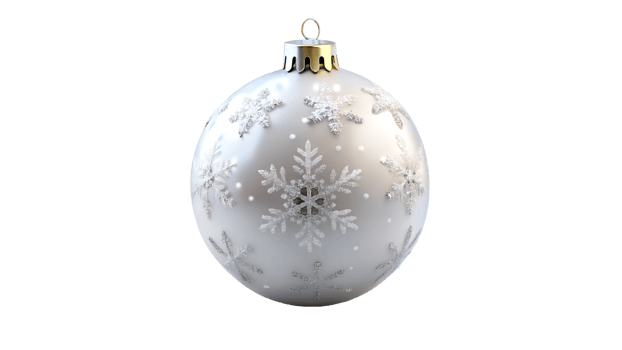 Elegant white Christmas ornament with snowflakes, cut out transparent png