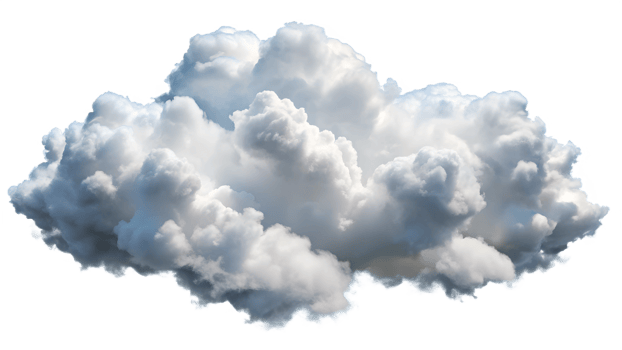 Fluffy cloud on a clear sky, cut out transparent png