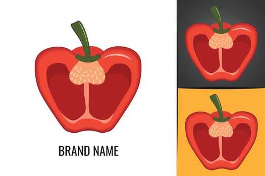 Red pepper logo. Spicy vegetables peppers logotype vector