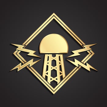 electric coil transformer 3d gold metal logo design vector