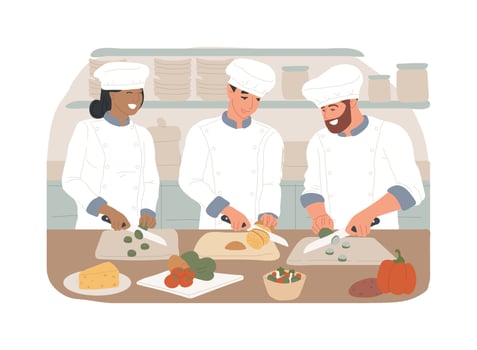 Sous chef isolated cartoon illustrations. vector