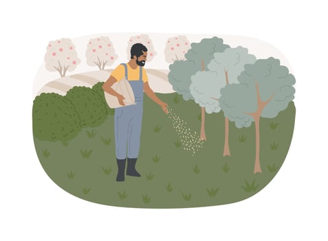 Agroforestry practices isolated cartoon illustrations. vector