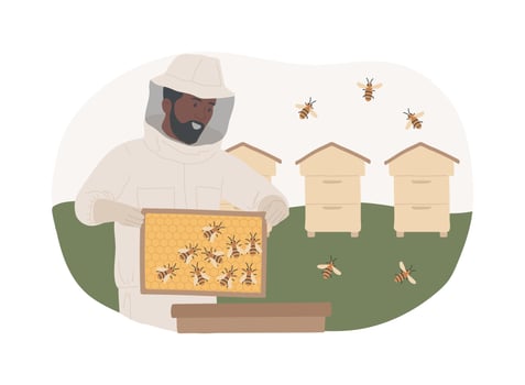 Natural beekeeping isolated cartoon illustrations. vector