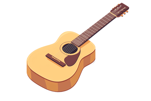 guitar icon, isometric style, isolated on transparent background png