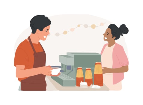Espresso time isolated cartoon illustrations. vector