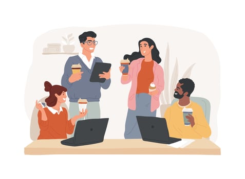 Morning in the office isolated cartoon illustrations. vector