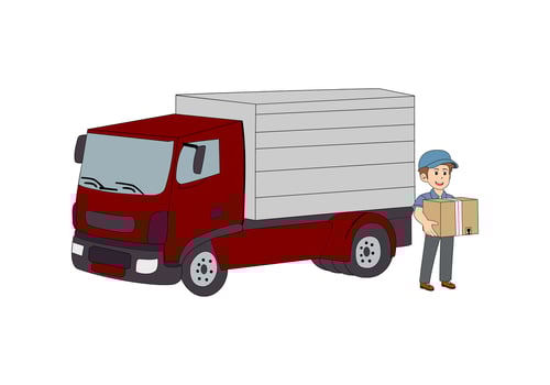Cartoon Delivery Man and Truck Illustration vector