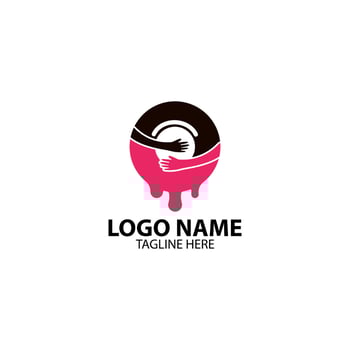 hands hugging donut logo design vector
