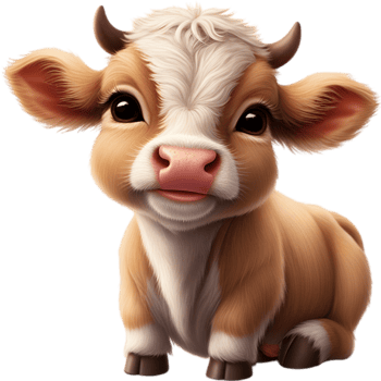 Joyous Baby Cow Character for Kids. . png