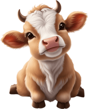 Joyful Little Cow Cartoon for Children. . png