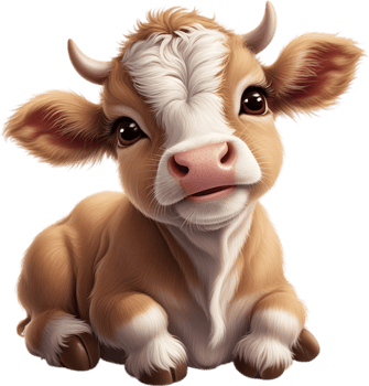 Whimsical Little Cow Drawing for Projects. . png