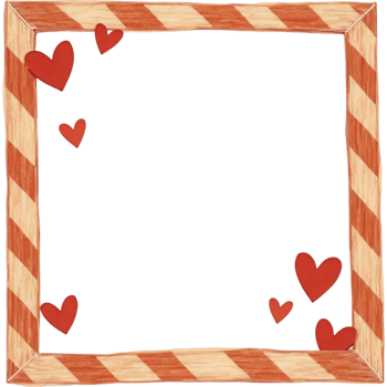 A frame with a red and white striped border and hearts png