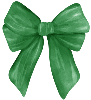 Coquette Green Ribbon Bow Watercolor Vintage Christmas Bow Painting in Retro Style png