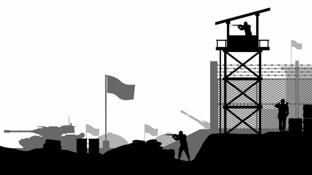Landscape illustration of military base outpost vector