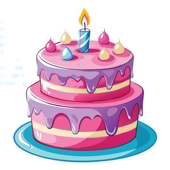 watercolor pink birthday cake vector