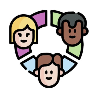people in a circle with a circle around them vector