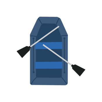 A blue and black inflatable boat with paddles png